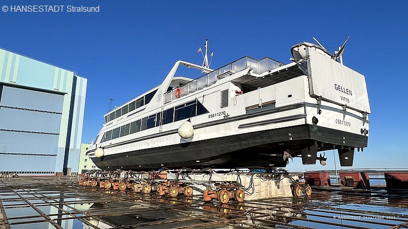 Hiddenseefähre Gellen auf dem Schiffslift Hiddenseefähre Gellen auf dem Schiffslift
